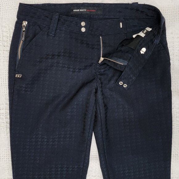 Blue & Black Geometric Print Pants w/Zippered Ankles - Picture 4 of 10